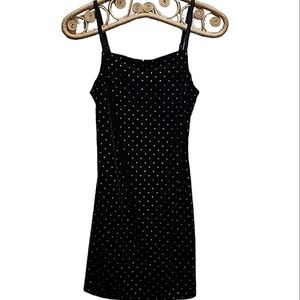 Love, Fire mini black dress with gold colored studs  size S